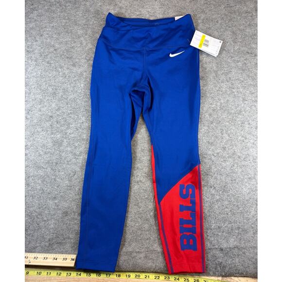 Nike NFL Buffalo Bills Leggings Womens Small Blue Swoosh Tight Dri-Fit NWT - Picture 1 of 11